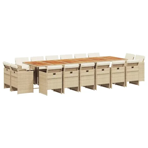 Zestaw mebli ogrodowych 330 x 106 x 73 cm, beżowo-brązowy, 16 krzeseł