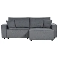 Sofy i kanapy - BELIANI Narożnik lewostronny rozkładany ciemnoszary sofa 3-osobowa z funkcją spania z poduszkami styl nowoczesny do salonu - miniaturka - grafika 1