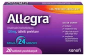 Leki na alergię - Allegra 120 mg Lek przeciwalergiczny, 20 tabletek - miniaturka - grafika 1