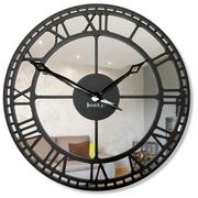 Metalowy zegar ścienny czarny lustro 50cm