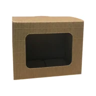 Opakowania i torebki na prezenty - Brązowy kartonik ECO z okienkiem na kubek 330 ml - 20 szt. - miniaturka - grafika 1