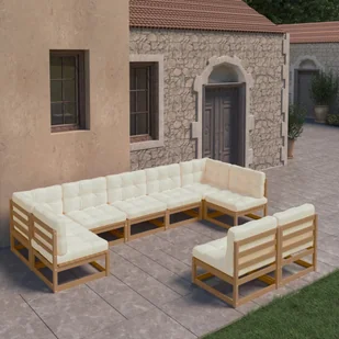 vidaXL 9-cz. zestaw wypoczynkowy do ogrodu, z poduszkami, miodowy brąz 3077037 - Meble ogrodowe - miniaturka - grafika 16