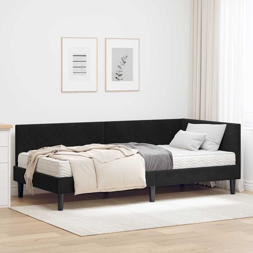 vidaXL Rama Łóżka Narożnego z Materacem Inny 2 pcs Czarny Aksamit