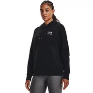 Bluzy sportowe damskie - Damska bluza dresowa nierozpinana z kapturem Under Armour Essential Fleece Hoodie - czarna - UNDER ARMOUR - miniaturka - grafika 1