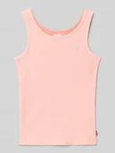 Koszulki dla dziewczynek - Top na ramiączkach z prążkowaniem i wyhaftowanym logo - miniaturka - grafika 1