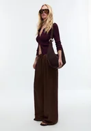 Swetry damskie - Stradivarius Prążkowany kardigan z guzikami Fioletowy L - miniaturka - grafika 1