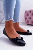 Baleriny - Damskie Balerinki Gumowe Czarne Meliski Syntha - Butosklep - miniaturka - grafika 1