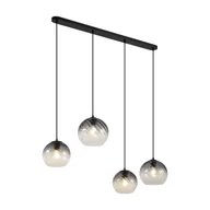 Lampy sufitowe - QAZQA Lampa wisząca Art Deco czarna z prostokątnym przydymionym szkłem 4-źródła światła - Bao - miniaturka - grafika 1