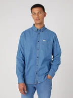 Koszule męskie - Wrangler 1 Pkt Button Down Shirt Męska Koszula Jeansowa Jeans W5B15K14V-Xl - miniaturka - grafika 1