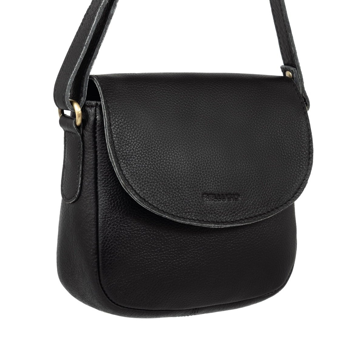 Skórzana torebka damska na ramię mini listonoszka czarna