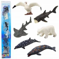 Figurki dla dzieci - Zestaw Mini Figurki Zwierzęta Morskie Przybrzeżne Mewa Rekin 6-8cm 6szt - miniaturka - grafika 1