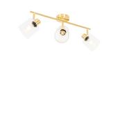 Lampy sufitowe - QAZQA Plafondspot goud met glas 3-lichts verstelbaar - Laura - miniaturka - grafika 1
