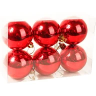 Sztuczne kwiaty - Komplet 6 Czerwonych Bombek Plastikowych o Wielkoś - miniaturka - grafika 1