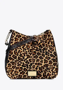 Torebka worek z naturalnego włosia z motywem zwierzęcym czarno - brązowa - Torebki damskie Torebka worek z naturalnego włosia z motywem zwierzęcym czarno - brązowa - Torebki damskie - miniaturka - grafika 1