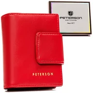 Portfele - Portfel damski eko Peterson na karty mała modna portmonetka na bigiel, czerwony - miniaturka - grafika 1