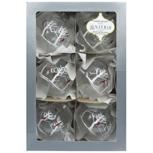 Bombka szklana dekor DRZEWKA 80 mm transparentny 6 szt - Bombki - miniaturka - grafika 1