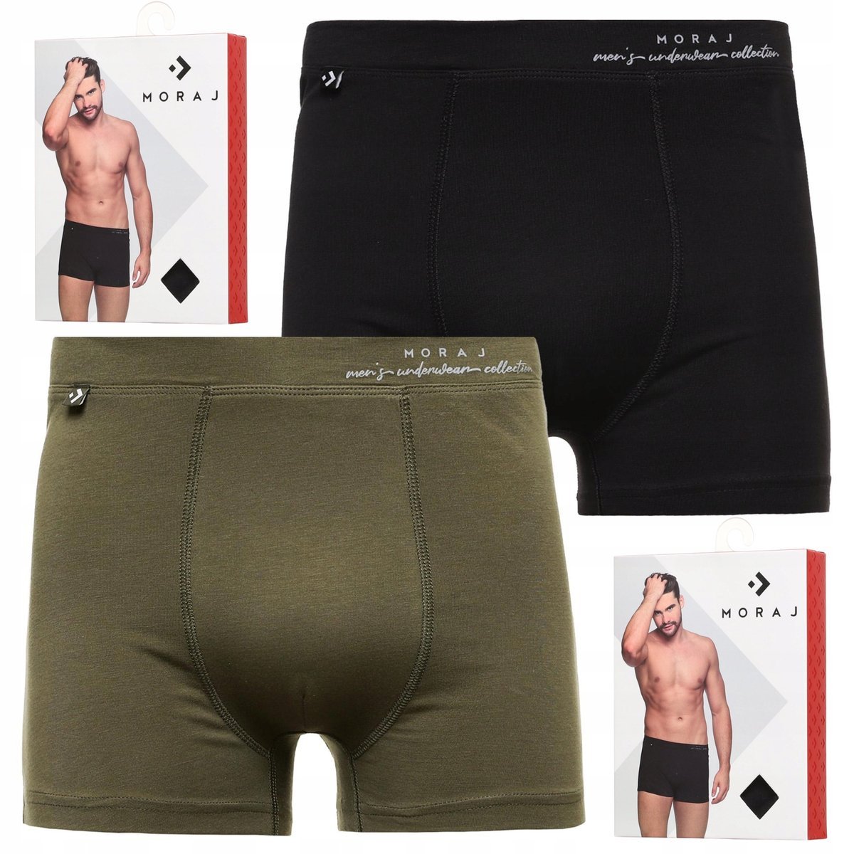Bokserki Męskie Bawełniane Gładkie KLASYCZNE KOLOROWE MORAJ ZESTAW 2-PAK XL