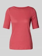 Koszulki i topy damskie - T-shirt o kroju slim fit z dekoltem w łódkę - miniaturka - grafika 1