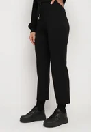 Spodnie damskie - Czarne Spodnie Dresowe z Prostymi Nogawkami Kieszeniami i Gumką w Pasie Tialynne - miniaturka - grafika 1