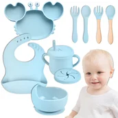 Zestawy naczyń dla dzieci - NACZYNIA SILIKONOWE ZESTAW DO KARMIENIA DLA DZIECI NIEMOWLĄT KOMPLET 10 ELEMENTÓW  TAB-SET1 - miniaturka - grafika 1