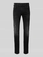 Spodnie męskie - Jeansy o kroju slim fit z efektem znoszenia model ‘ANBASS’ - miniaturka - grafika 1