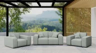Meble ogrodowe - Zestaw ogrodowy MALIBU na taras 2+1+1, tkanina Odyssey, Jasnoszary - miniaturka - grafika 1
