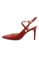 Czółenka - caissa Damskie czółenka typu slingback ze skóry, czerwone, rozmiar 37 EU, czerwony, 37 eu - miniaturka - grafika 1