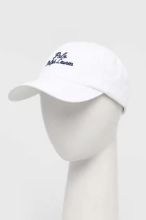 Czapki męskie - Polo Ralph Lauren czapka z daszkiem bawełniana kolor biały z nadrukiem - grafika 1