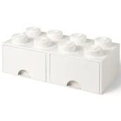 Pudła i pojemniki do przechowywania - Lego LEGO Brick szuflada 8 guziki, 2 szuflady, pudełko do przechowywania można układać w stos, 9,4 L, biała, 001  biały 40061735 - miniaturka - grafika 1