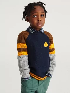 Bluzy i sweterki niemowlęce - Benetton Sweter w kolorze granatowo-bordowo-szarym - grafika 1