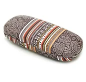 Akcesoria do okularów - Twarde etui na okulary brązowe w orientalny wzór ET-111B - miniaturka - grafika 1