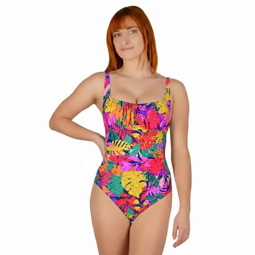 Strój kąpielowy damski JEDNOCZĘŚCIOWY marszczony w kwiaty Captain Mike 46