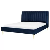 Łóżka - Beliani Łóżko welur niebieskie 160 x 200 cm MARVILLE - miniaturka - grafika 1