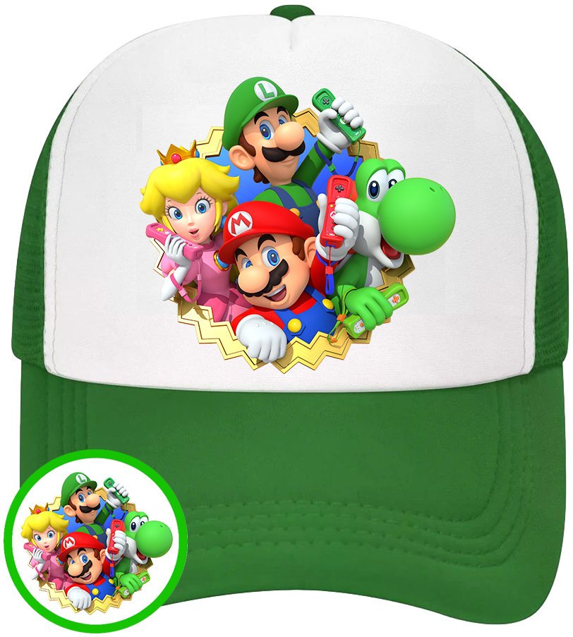CZAPKA Z DASZKIEM SUPER MARIO BROS DLA DZIECI LATO ZIELONA BEJSBOLÓWKA