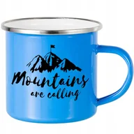 Kubki - KUBEK STALOWY Emaliowany NIEBIESKI - Góry Mnie Wołają Mountains Mix Wzory - miniaturka - grafika 1