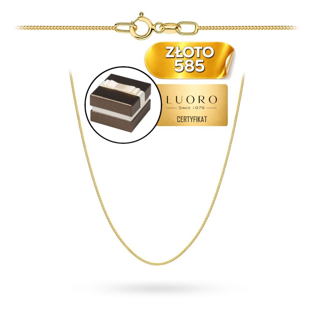 ŁAŃCUSZEK ZŁOTY 585 14K SPLOT PANCERKA GŁADKI 40 CM ELEGANCKI LEKKI