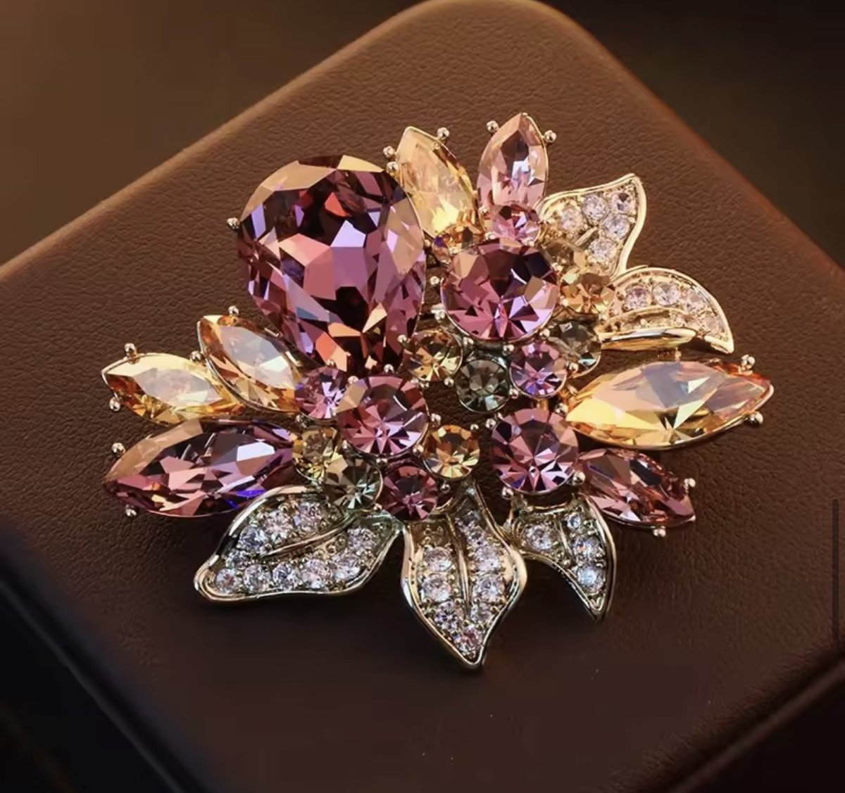 Broszka Rose Imperial Crystal luxury Statement Brooch
