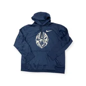 Bluzy męskie - Wciągana granatowa bluza męska z kapturem Nike L - miniaturka - grafika 1