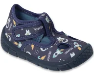 Buty dla chłopców - Kapcie dziecięce 630P018 chłopięce domowe na rzepy granatowe Befado-24 - miniaturka - grafika 1