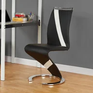 Krzesła - Komplet 6 krzeseł TWIZY - Materiał skóropodobny czarny + biały - miniaturka - grafika 1