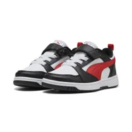 Odzież sportowa dziecięca - Dziecięce sneakersy PUMA Rebound V6 Lo PUMA White For All Time Red Black - miniaturka - grafika 1