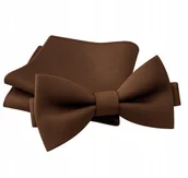 Krawaty i muchy męskie - Zestaw mucha + poszetka - brązowa - miniaturka - grafika 1