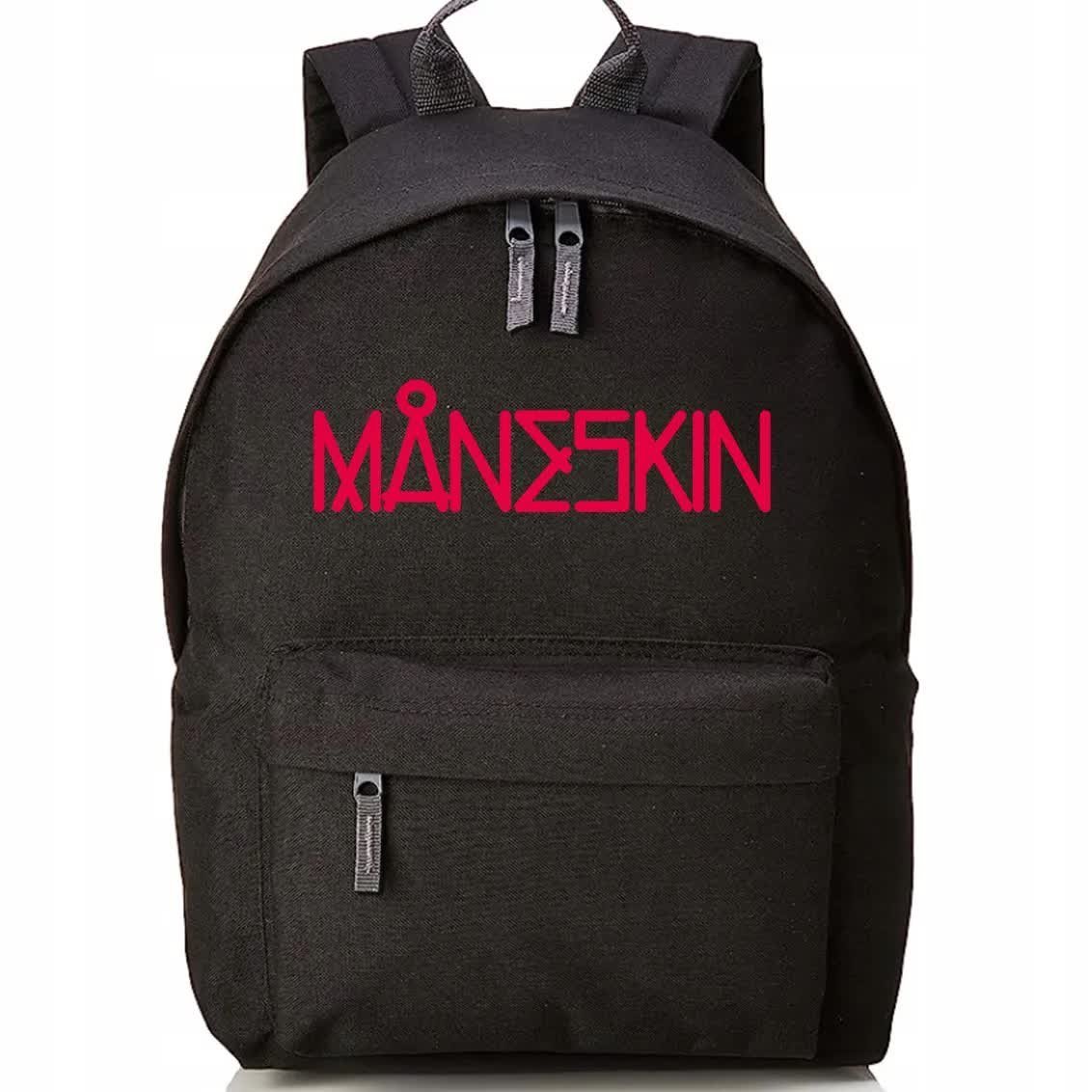 Plecak Szkolny Czarny Zabawne MANESKIN Zespoły Koncerty Merch Wzory