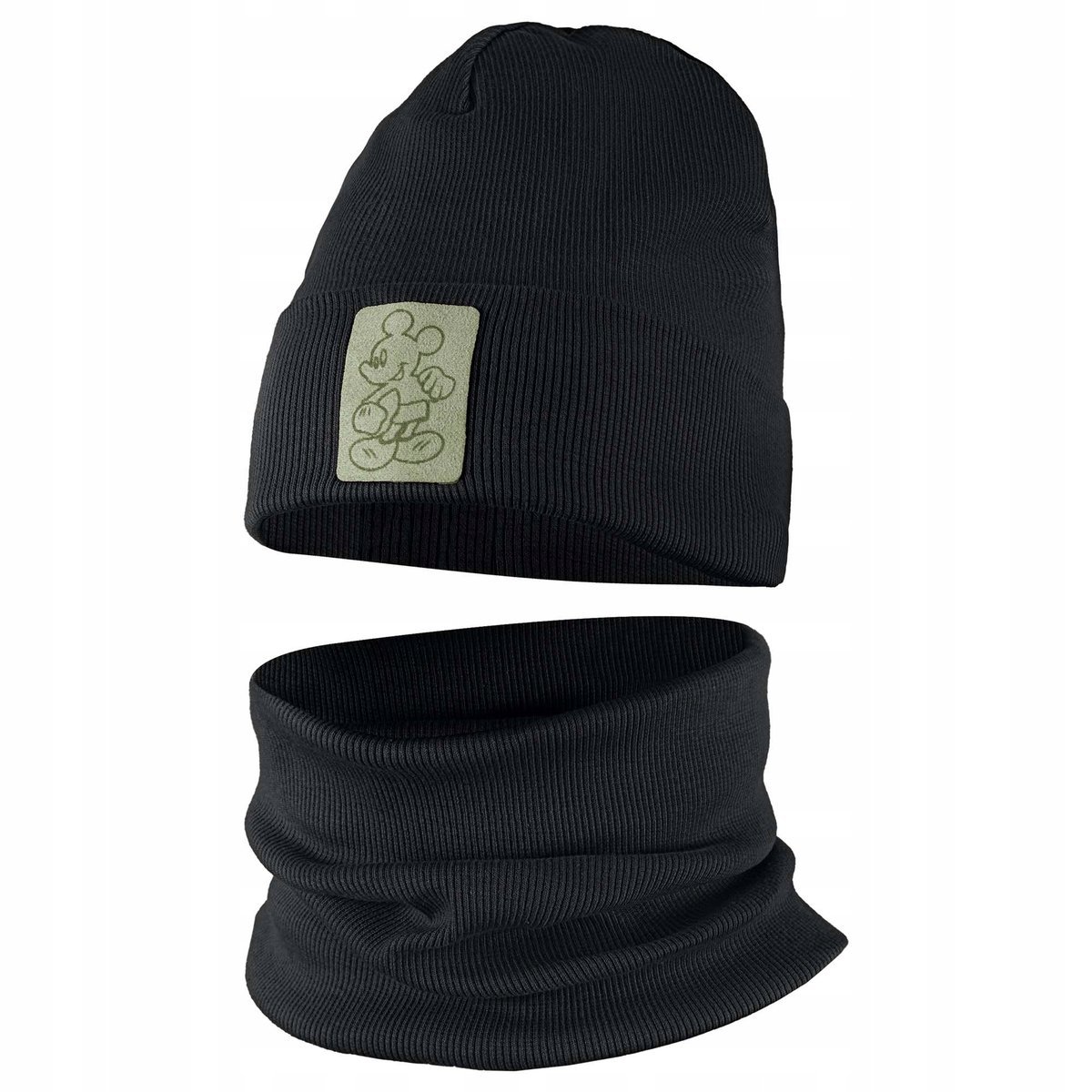Czapeczka Wiosenna Jesienna Czapka + Komin Komplet Dla Dzieci 46-48 Czarna
