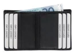 Etui na karty kredytowe z prawdziwej skóry, dla mężczyzn i kobiet, skórzane etui z 1 przegródką i 6 przegródkami na karty EC / karty kredytowe, portfel w kolorze czarnym, portfel ok. 10 x 8,5 x 2 cm - Etui na dokumenty i karty - miniaturka - grafika 1
