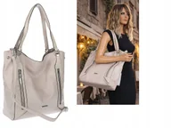 Torebki damskie - Torebka Damska Listonoszka Worek Shopper Torba na Ramię SR8257 Szara - miniaturka - grafika 1