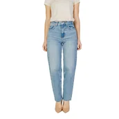 Spodnie damskie - Spodnie damskie ONLY ONLROBYN wysokie w pasie, proste, niebieskie, denim - miniaturka - grafika 1