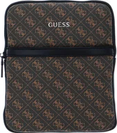 Nerki - Guess, Vezzola, Flat Top Zip, Textile Crossbody Bag, Brown, For Men For Men - miniaturka - grafika 1