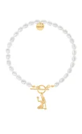 Bransoletki - Bransoletka z pereł z pozłacanym znakiem zodiaku Panna - miniaturka - grafika 1