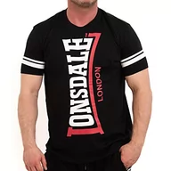 Koszulki męskie - Lonsdale Koszulka męska o regularnym kroju POLBAIN, czarny/biały/czerwony, XL 117351 - miniaturka - grafika 1